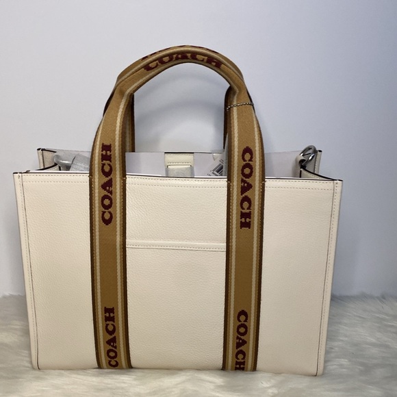 Coach Leather Web Smooth Tote Chalk Color NWT Crossbody Medium - Picture 4 of 10